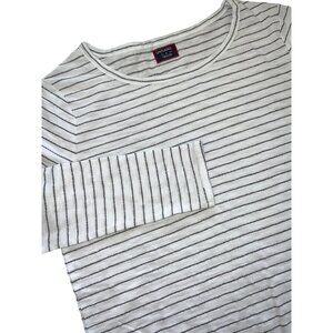 NWT UNTUCKit cotton striped l/s shirt size M Medium white black striped